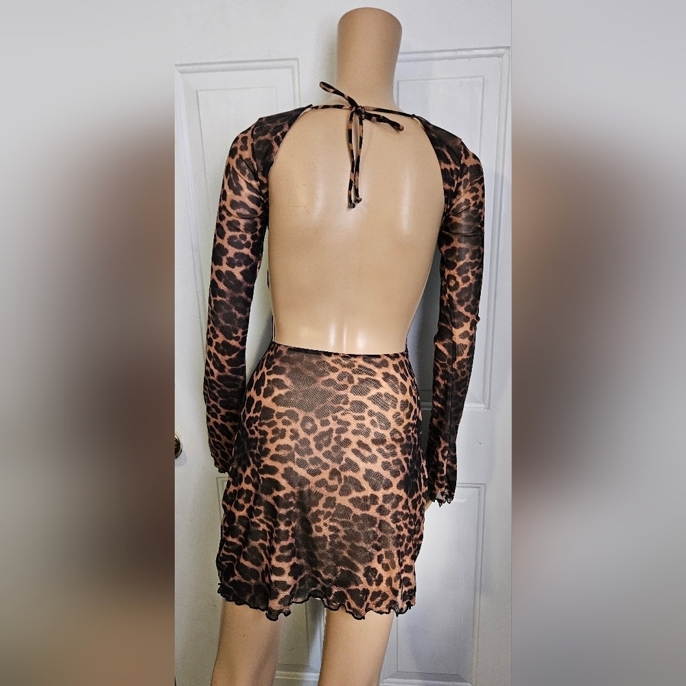 white fox indulge me mini dress in leopard print - Picture 3 of 5